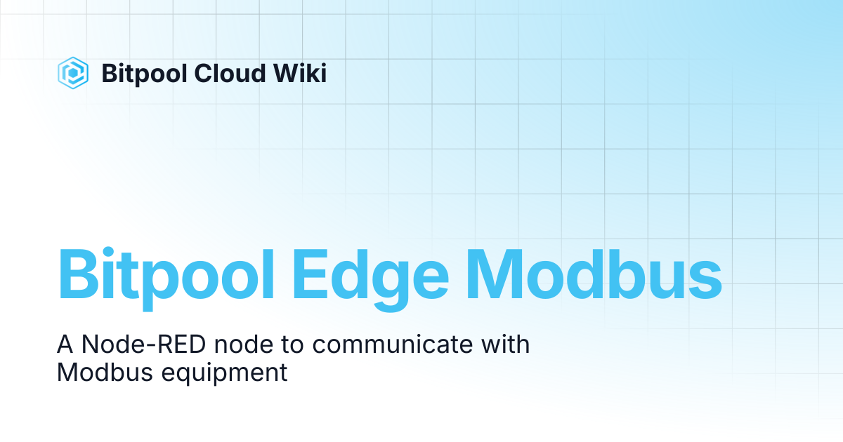 Bitpool Edge Modbus | Bitpool Cloud Platform | Bitpool Cloud Wiki